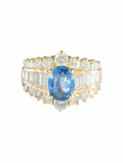 Bague Jarretière Saphir Diamants