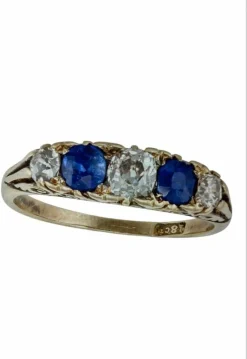 Bague Jarretière saphir diamant