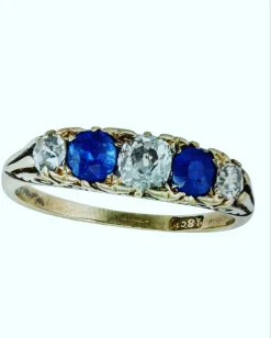 Bague Jarretière saphir diamant