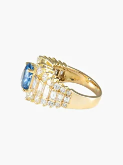 Bague Jarretière Saphir Diamants