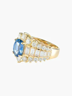 Bague Jarretière Saphir Diamants