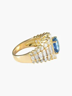 Bague Jarretière Saphir Diamants