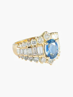 Bague Jarretière Saphir Diamants