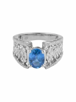 Bague Jarretière Saphir et Diamants