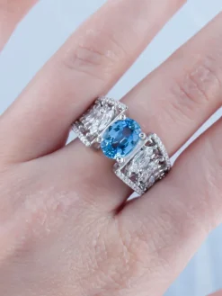 Bague Jarretière Saphir et Diamants