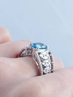 Bague Jarretière Saphir et Diamants