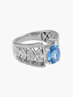 Bague Jarretière Saphir et Diamants