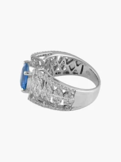 Bague Jarretière Saphir et Diamants
