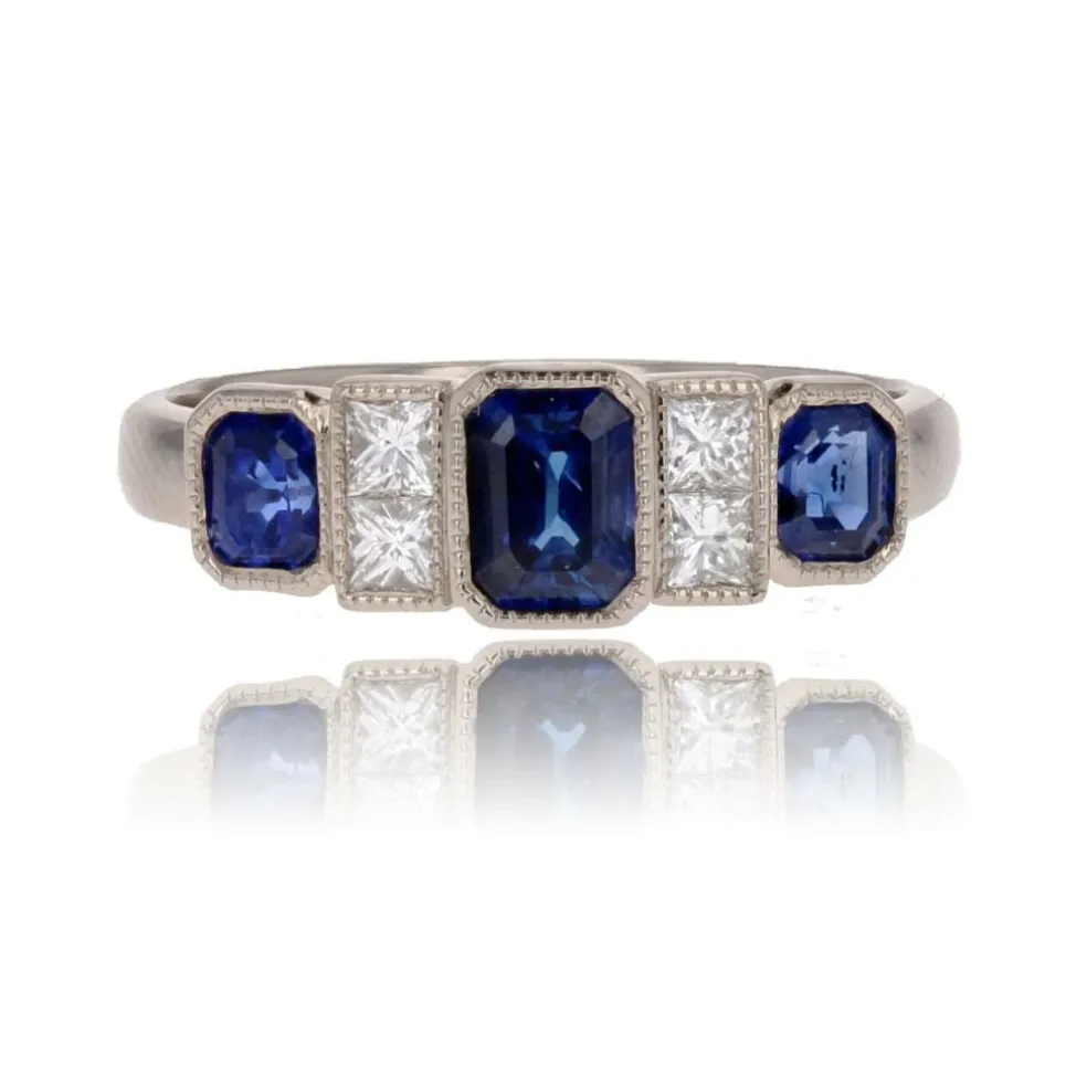 Bague jarretière saphirs et diamants