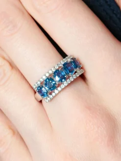 Bague Jarretière Saphirs et Diamants