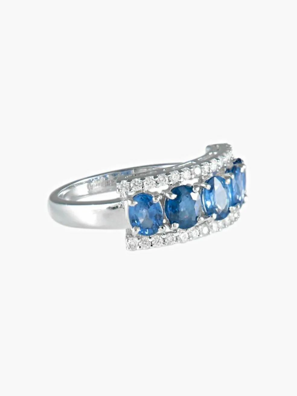 Bague Jarretière Saphirs et Diamants