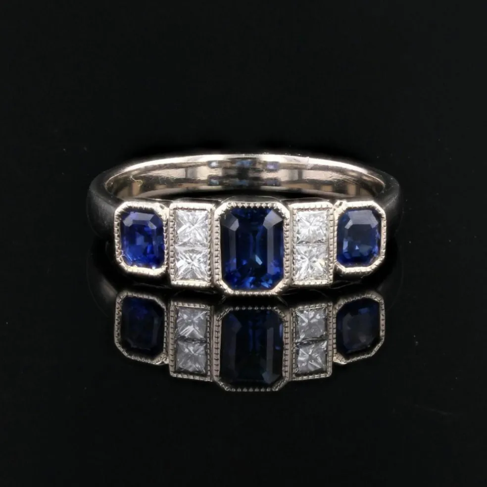 Bague jarretière saphirs et diamants