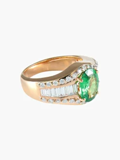 Bague Jarretière Tsavorite et Diamants