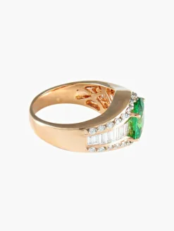 Bague Jarretière Tsavorite et Diamants
