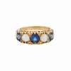 Bague Jarretière Vintage Or, Saphirs, Opales et Diamants