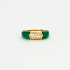 Bague jonc agate diamants
