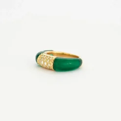Bague jonc agate diamants