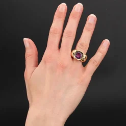 Bague jonc améthyste et or