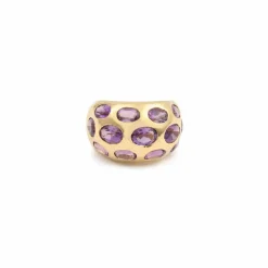 Bague Jonc Améthystes Or Jaune