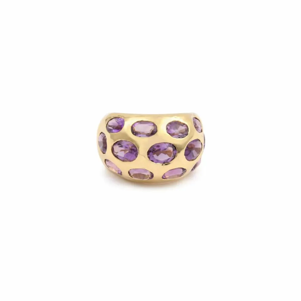 Bague Jonc Améthystes Or Jaune