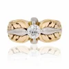Bague jonc ancienne or et platine et diamant