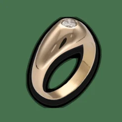 Bague Jonc Anglais en or jaune avec un diamant