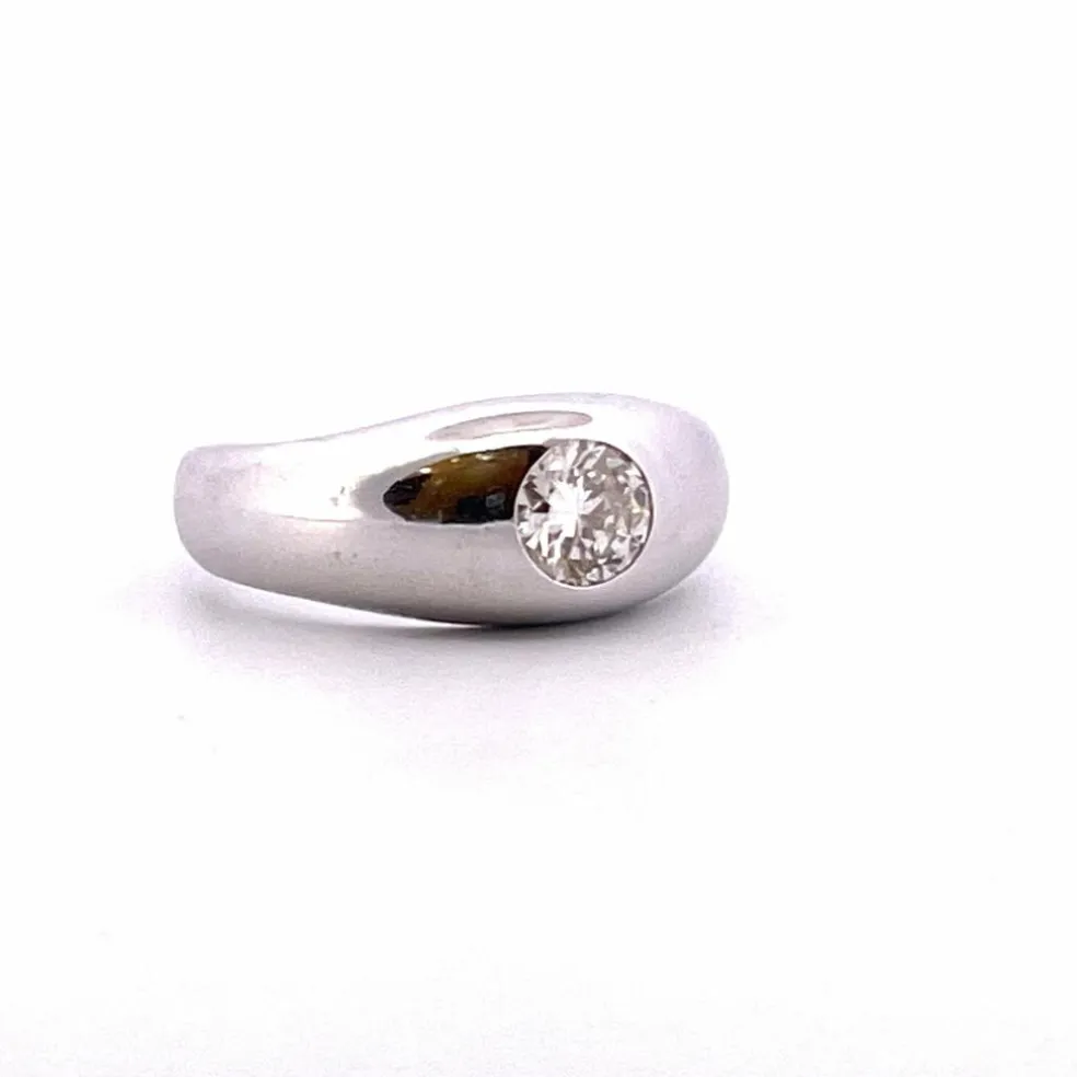 Bague jonc anglais Or blanc Diamant