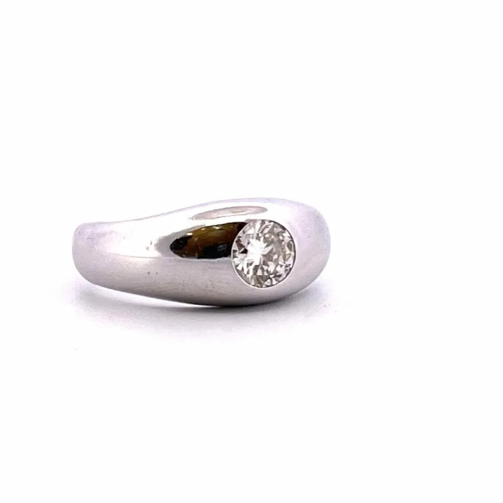 Bague jonc anglais Or blanc Diamant