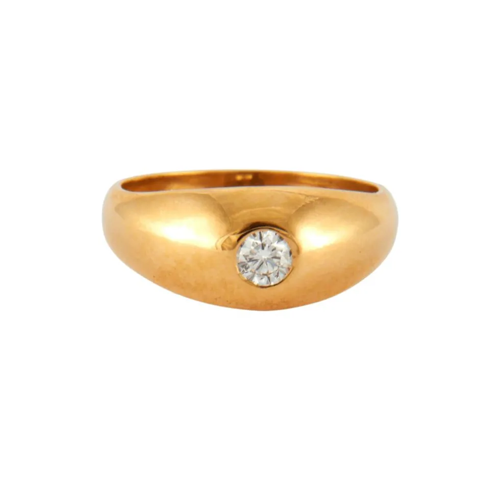 Bague jonc anglais or jaune diamant