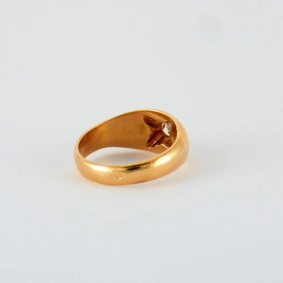 Bague jonc anglais or jaune diamant