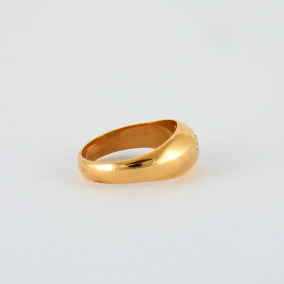 Bague jonc anglais or jaune diamant