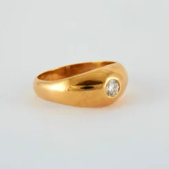 Bague jonc anglais or jaune diamant