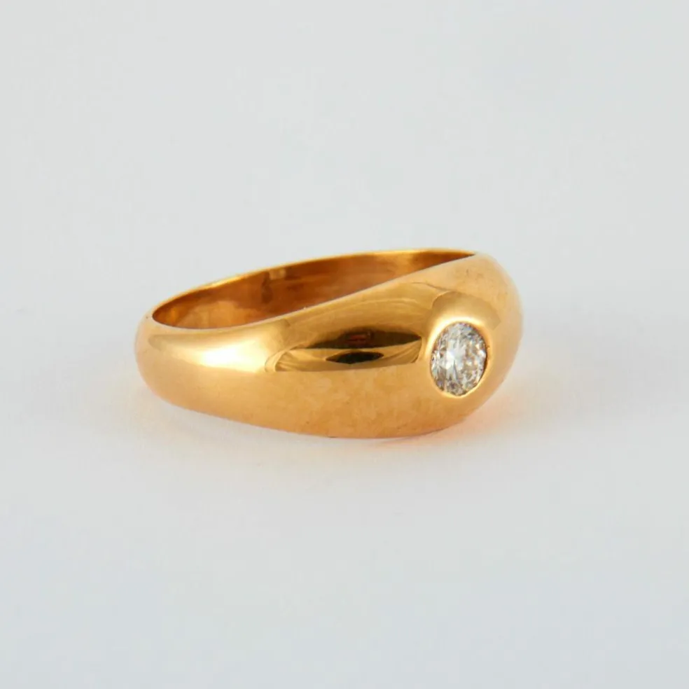 Bague jonc anglais or jaune diamant