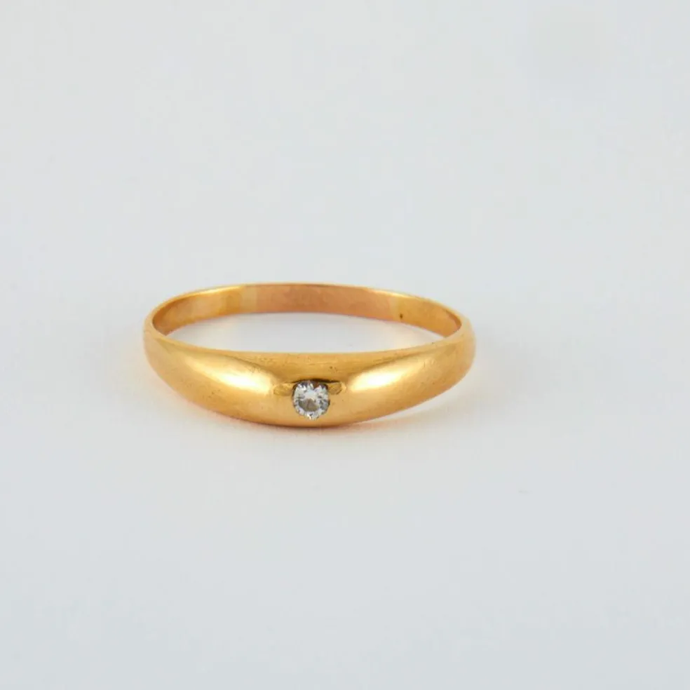 Bague jonc anglais or jaune diamant