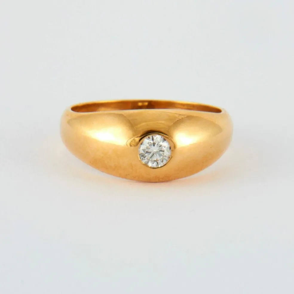 Bague jonc anglais or jaune diamant