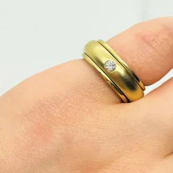 Bague Jonc Anneau Central Mobile Or Diamant