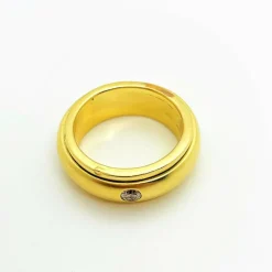 Bague Jonc Anneau Central Mobile Or Diamant