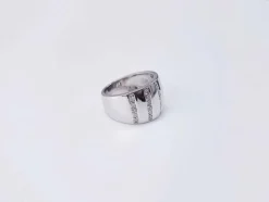 Bague jonc bandeau or blanc diamant