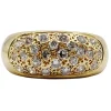 Bague jonc bombée or jaune 18k pavé 0,65 carats de diamants taille brillant