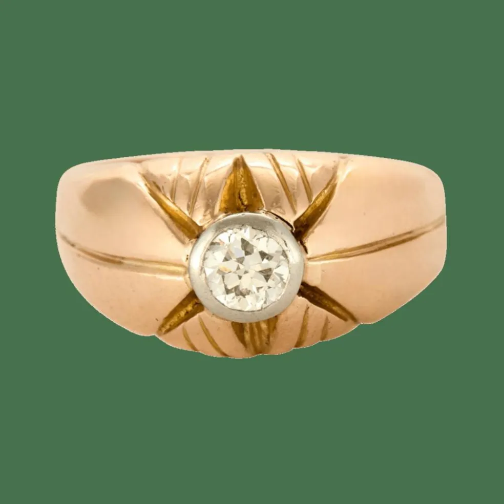Bague jonc centré d'un diamant