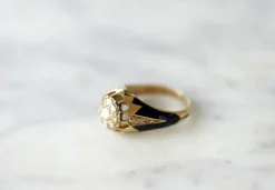 Bague jonc d'enfant émail et diamants