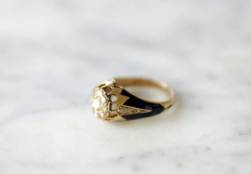 Bague jonc d'enfant émail et diamants