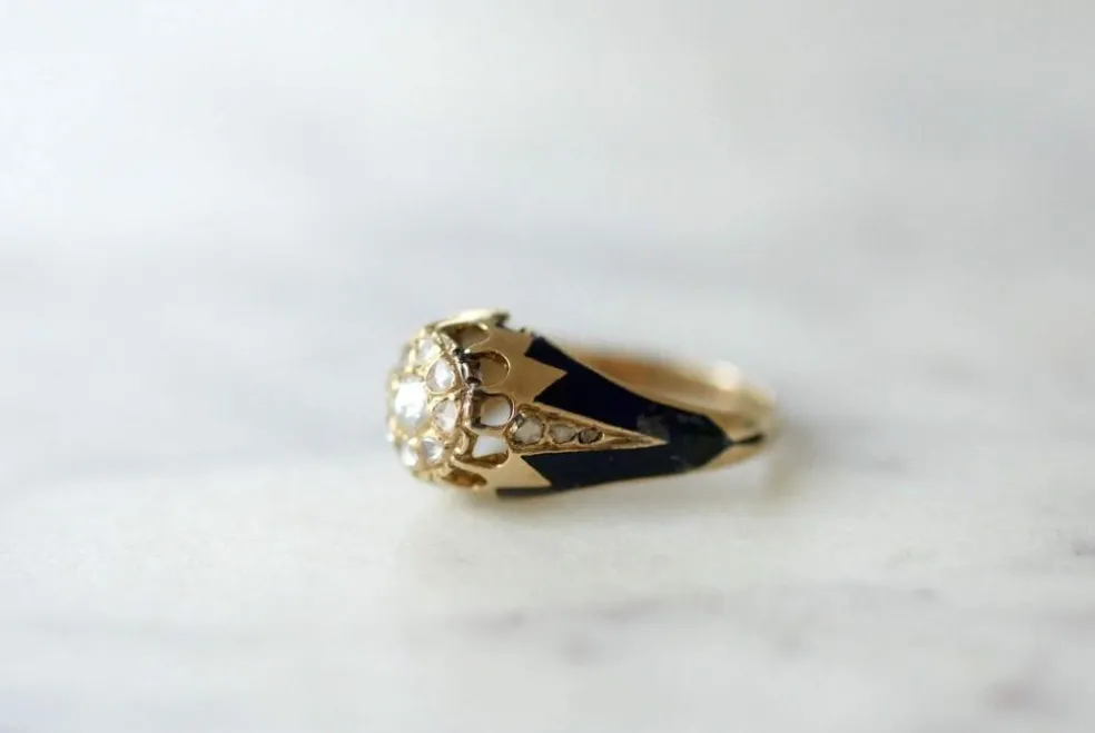 Bague jonc d'enfant émail et diamants