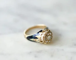 Bague jonc d'enfant émail et diamants