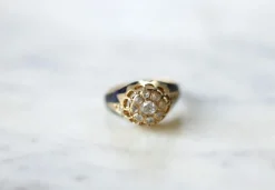Bague jonc d'enfant émail et diamants
