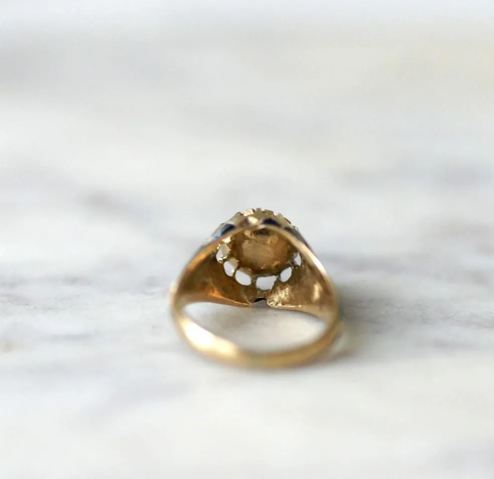 Bague jonc d'enfant émail et diamants