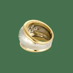 BAGUE JONC DEUX ORS ET DIAMANTS.