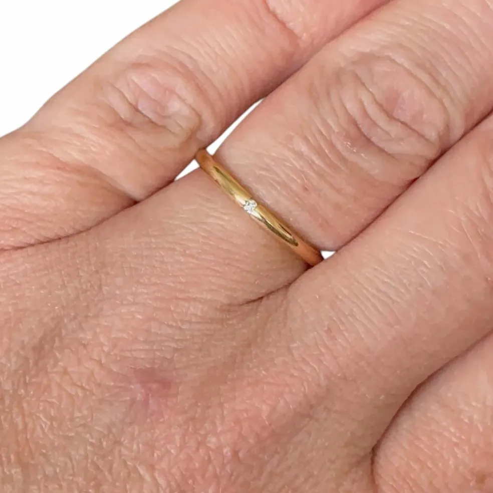 Bague jonc diamant or 18 carats