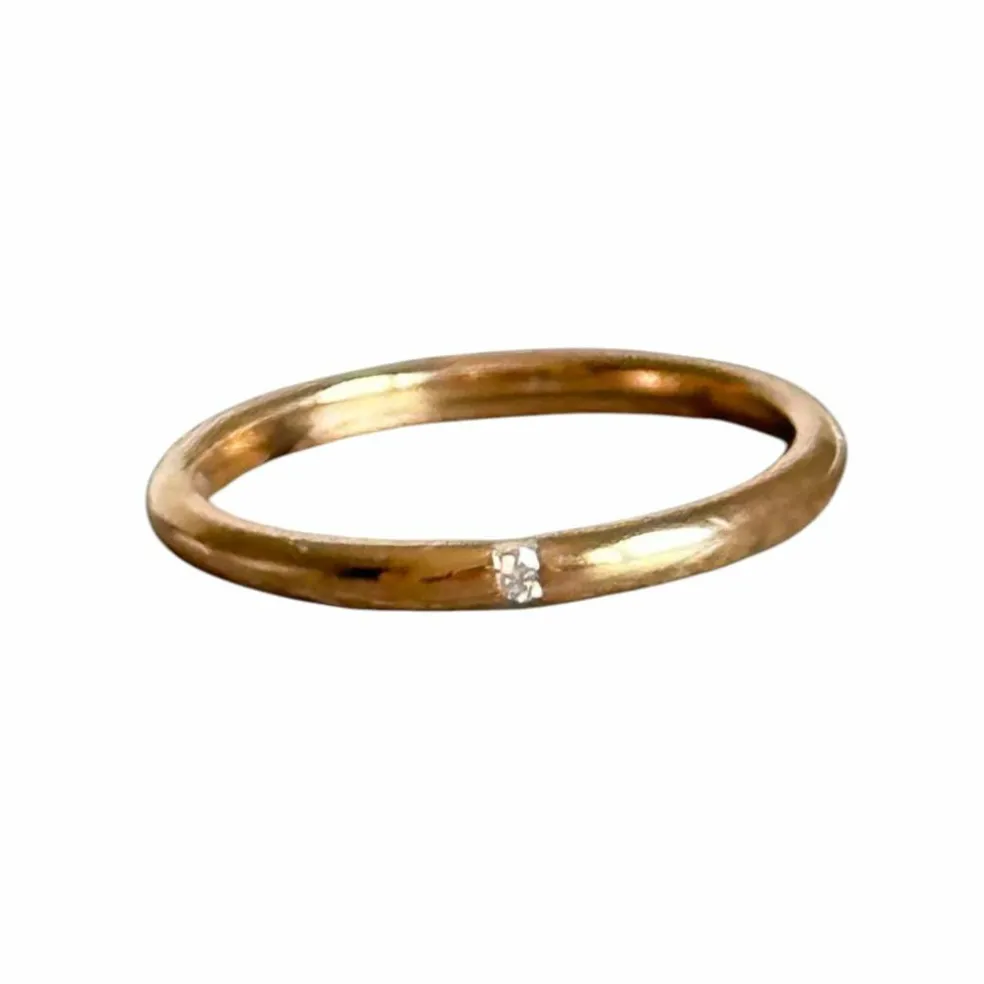 Bague jonc diamant or 18 carats