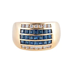 BAGUE JONC DIAMANTS & SAPHIRS